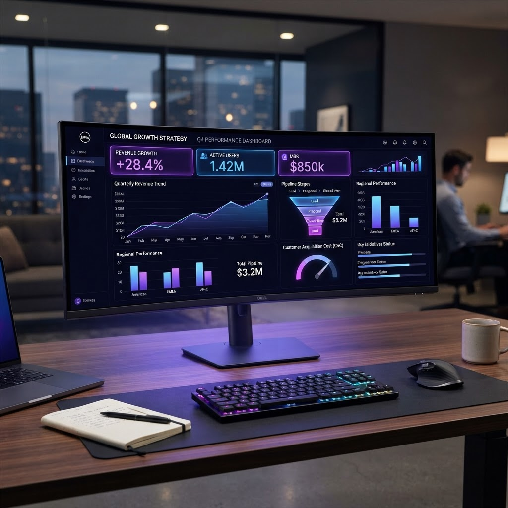 AI Growth Engine dashboard showing strategic growth process